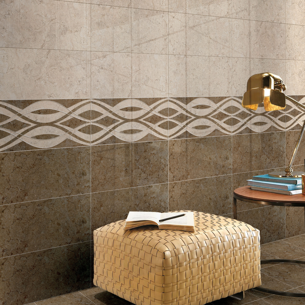 Glossy Finish ODG Victoria Beige Ceramic tile 300x600 mm