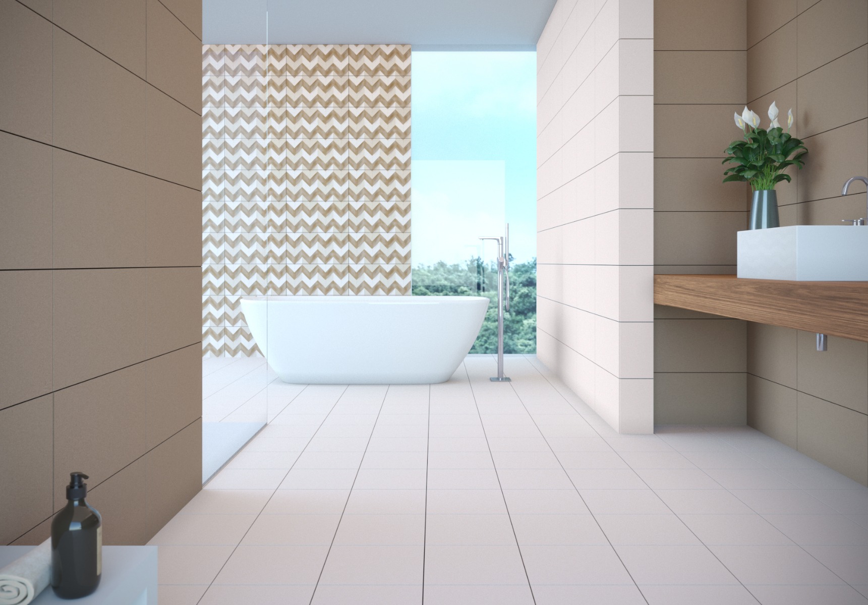 Matte Finish ODH Arrow Cedar BR HL   Ceramic tile 300x600 mm