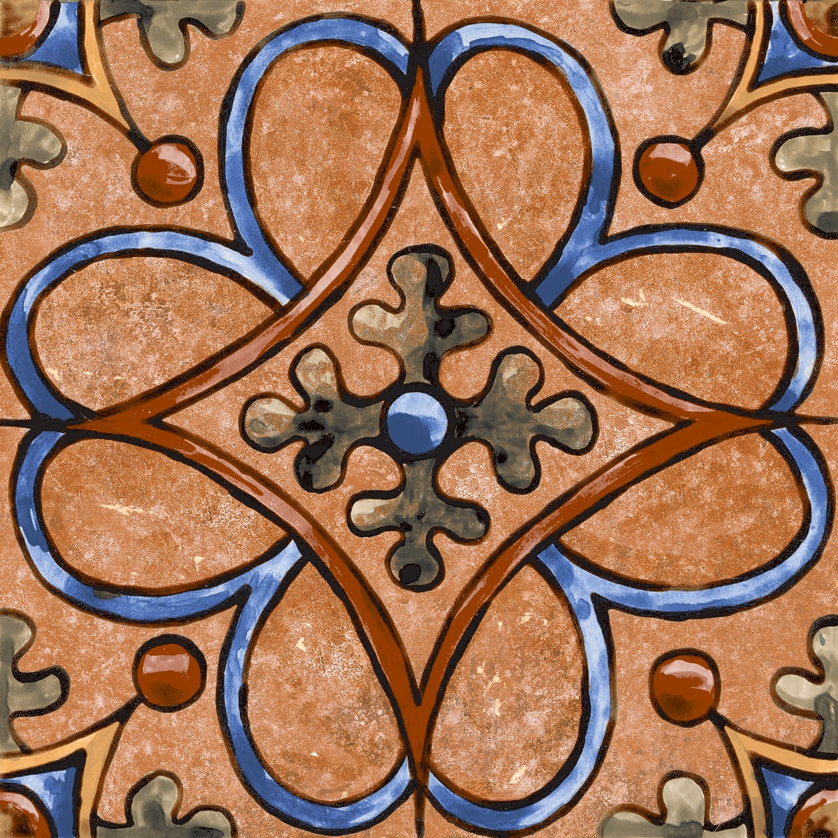 Matte Finish ODM Kolam Art Ceramic tile 300x300 mm
