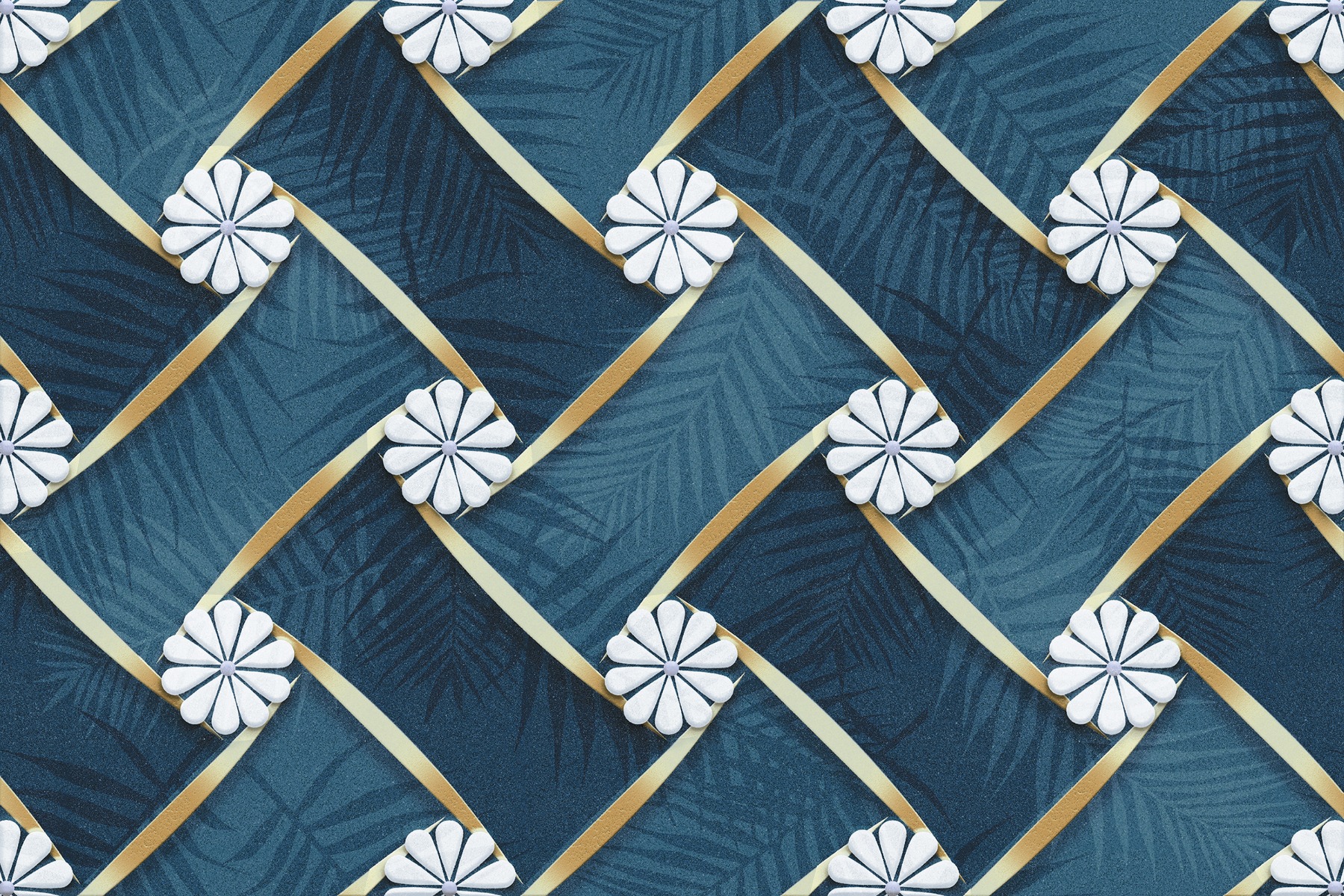 Glossy Finish OHG Aqua Palm Daisy Flower HL Ceramic tile 300x450 mm