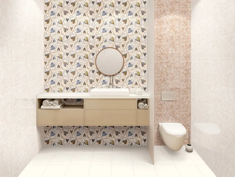 Glossy Finish ODG Beige LT Breccia Marble Ceramic tile 300x450 mm