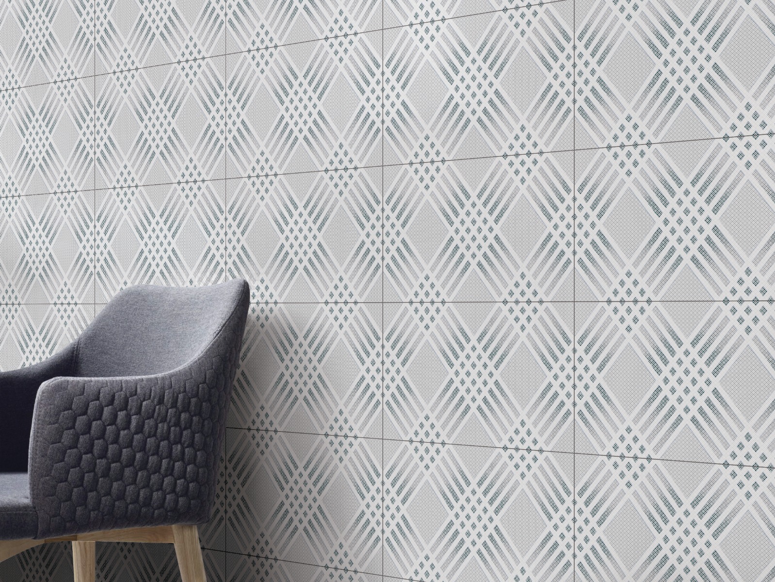 Glossy Finish OHG Criss Cross Aqua HL Ceramic tile 300x450 mm