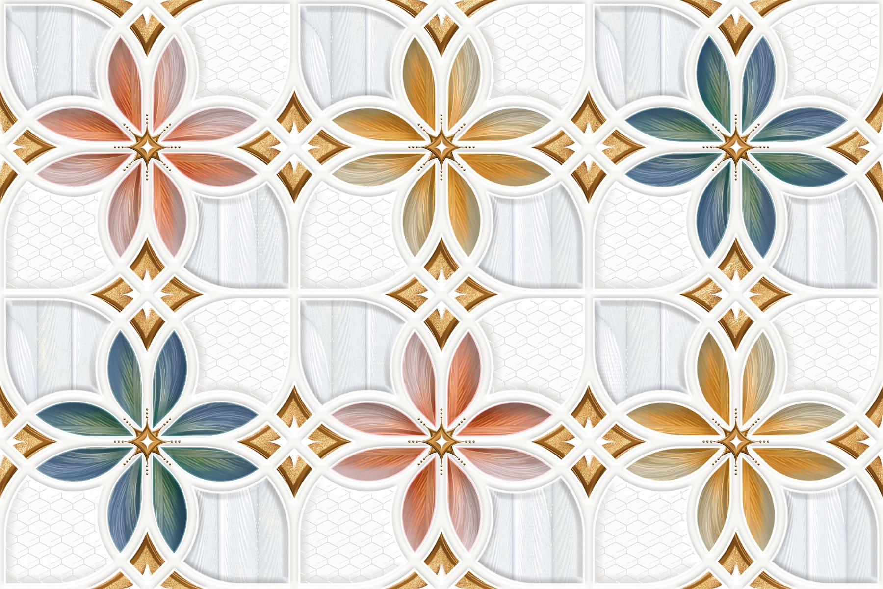 Glossy Finish OHG Multi Leaves Scales HL Ceramic tile 300x450 mm