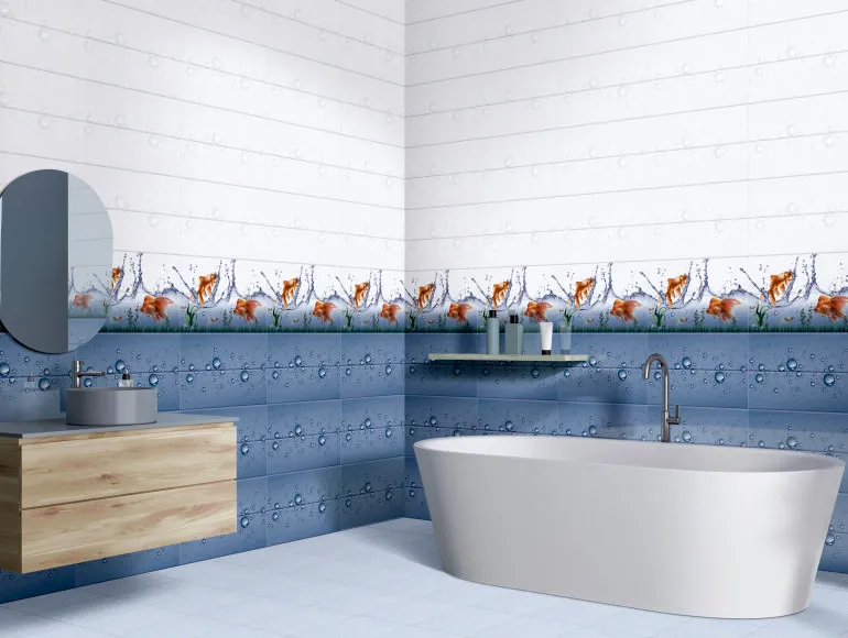 Glossy Finish ODG Blue DK Sea Drops Ceramic tile 300x450 mm