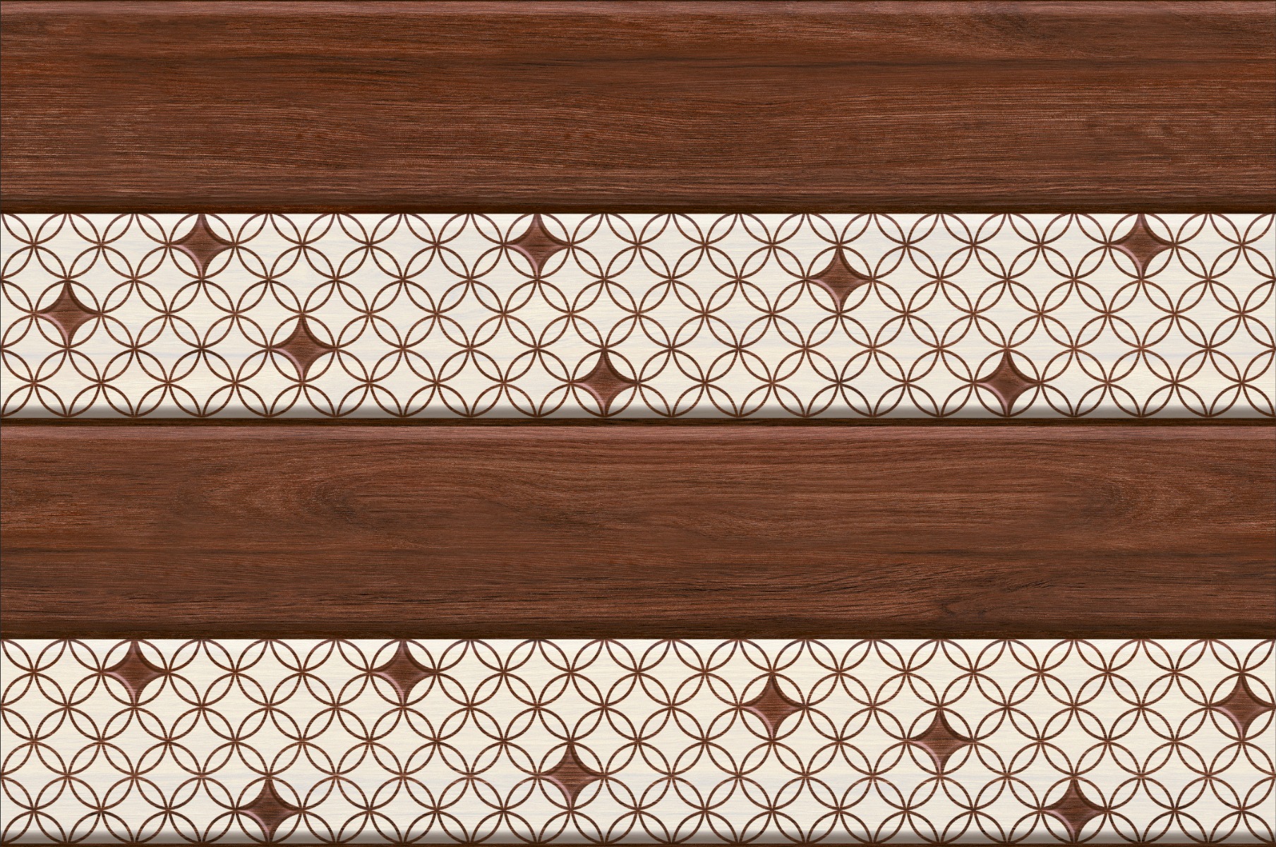 Glossy Finish OHG Star Walnut Strip HL Ceramic tile 300x450 mm