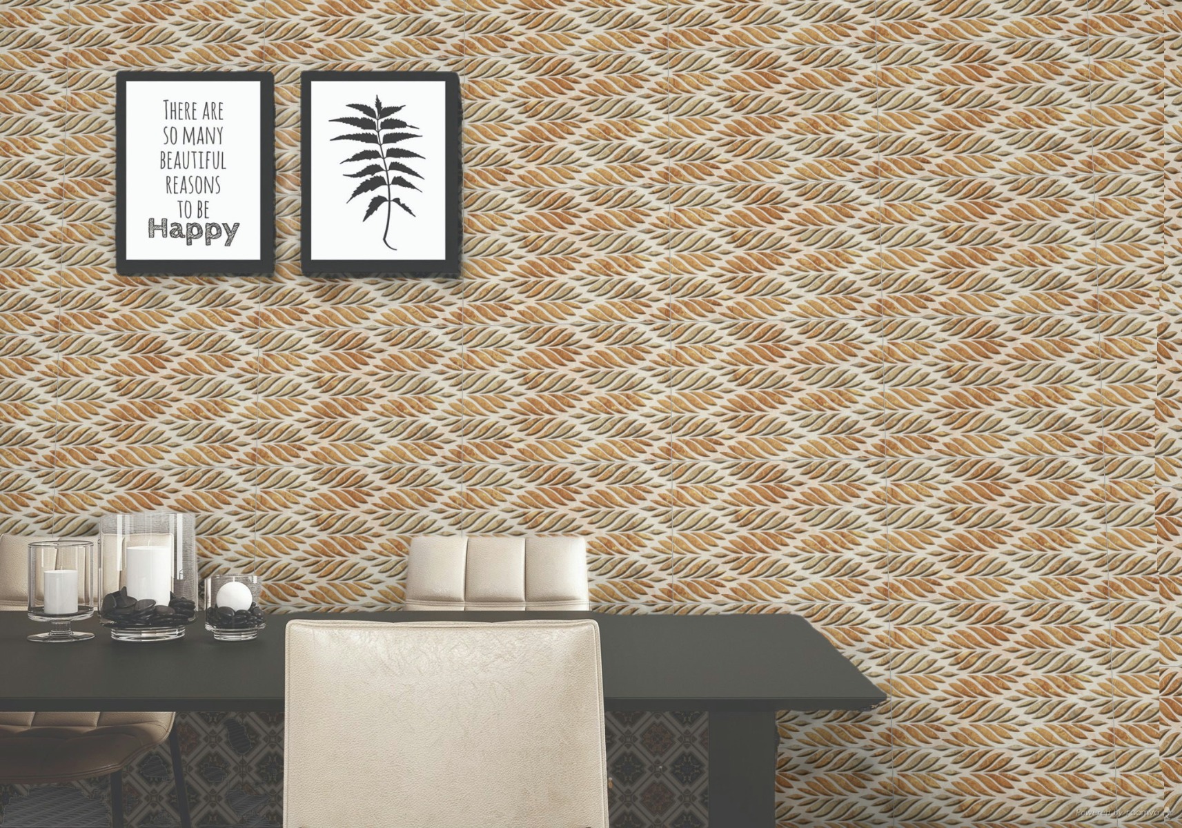 Glossy Finish OHG Twig Leaves Beige HL Ceramic tile 300x450 mm