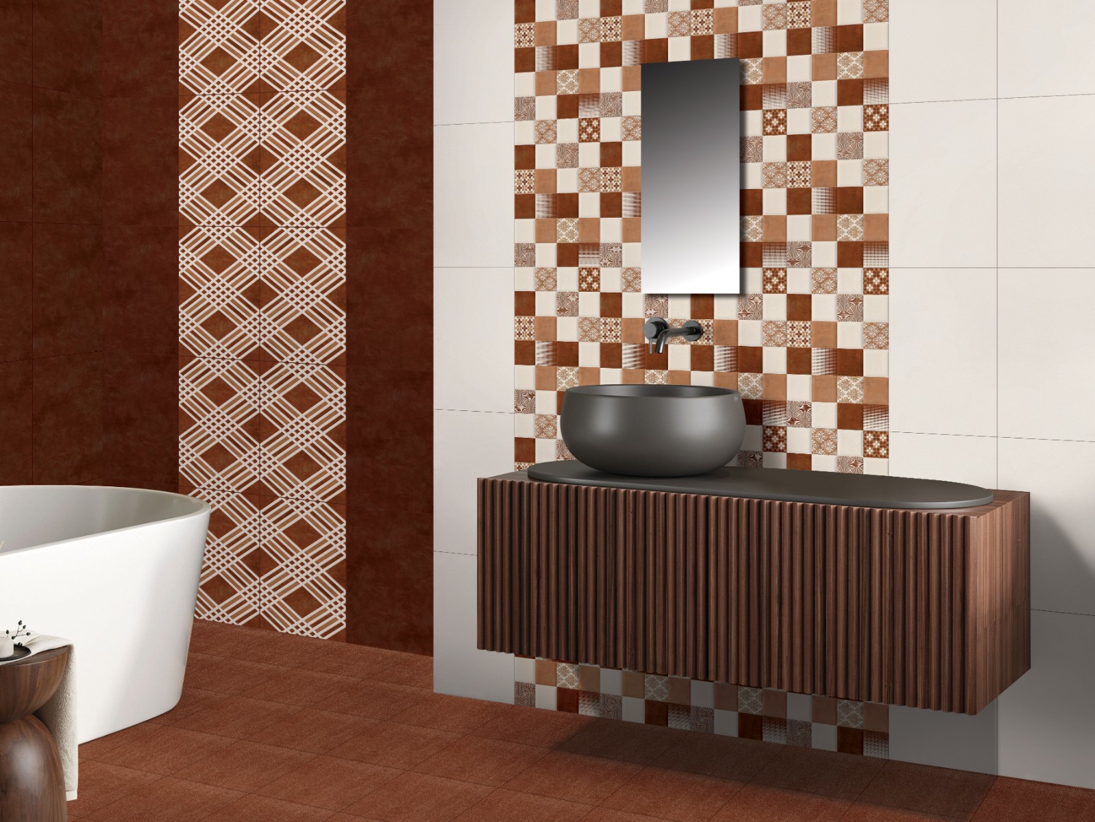 Matte Finish OHM Criss Cross Cotto HL Ceramic tile 300x450 mm