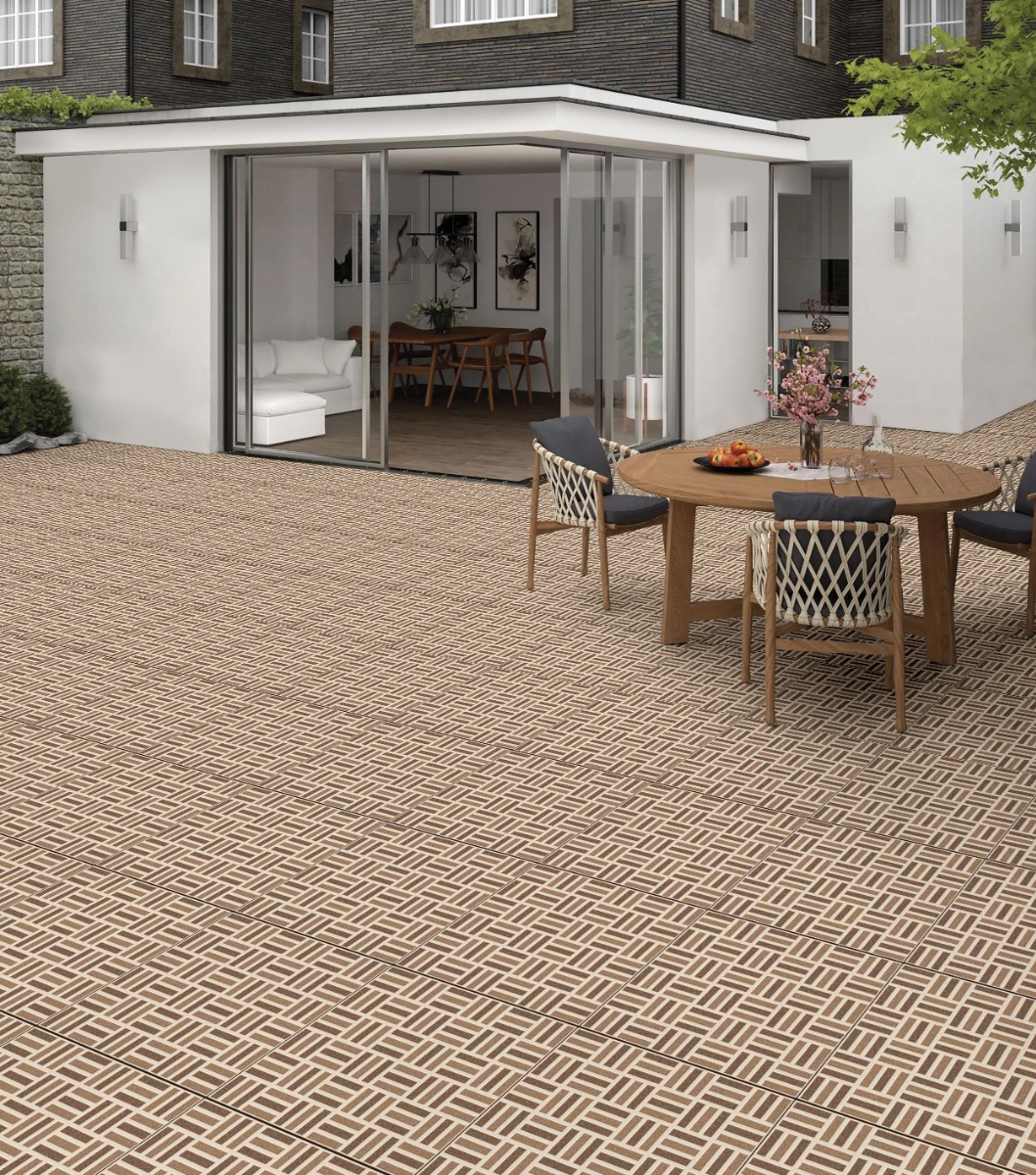 Matte Finish OPV Basket Weave Beige Multi Ceramic tile 300x300 mm