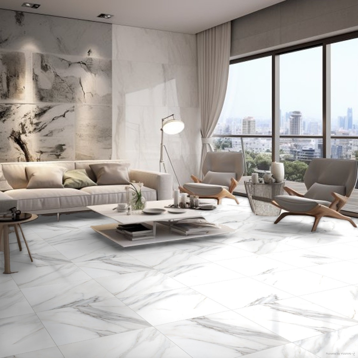 Glossy Finish PGVT Statuario Ultra Glazed Vitrified Tiles Floor Tiles