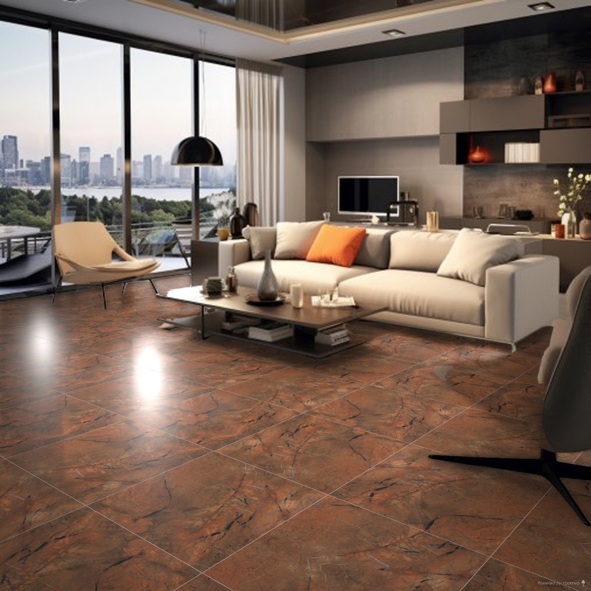 Super Glossy Finish Super Gloss Mystic Brown Vitrified tile 600x600 mm