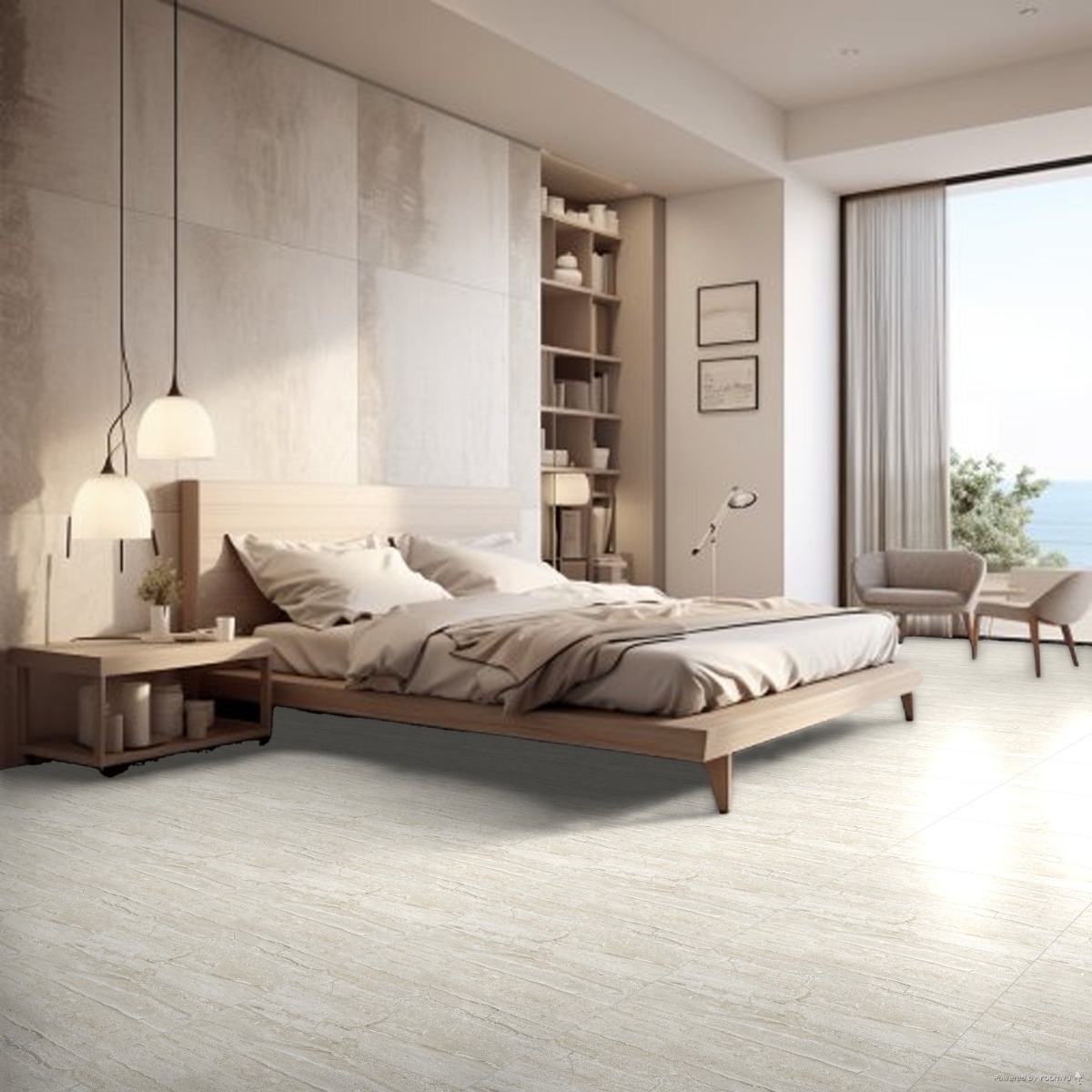 Glossy Finish PGVT-S Travertino Beige Vitrified tile 600x600 mm