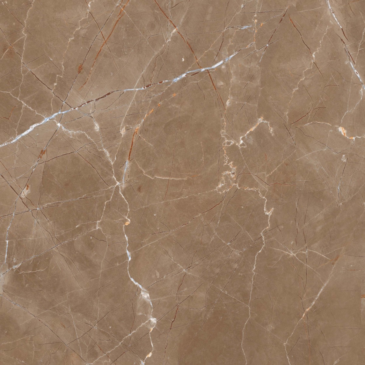 Glossy Finish PGVT Armani Marble Brown Glazed Vitrified Tiles 600x600 mm