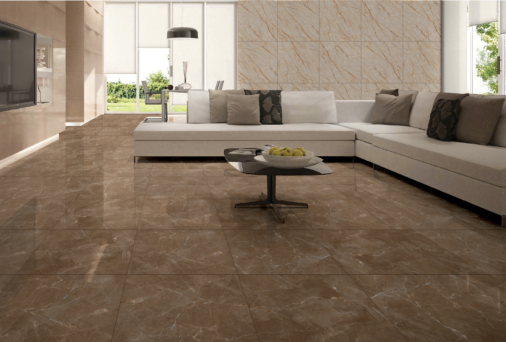 Glossy Finish PGVT Sofitel Gold Vein Marble Glazed Vitrified Tiles 600x600 mm