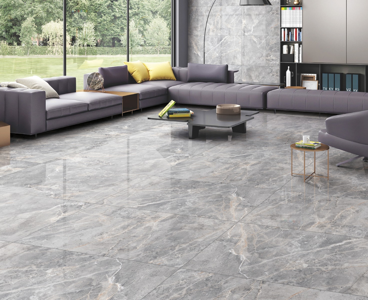 Glossy Finish PGVT Baltic Marble Grey LT Glazed Vitrified Tiles 600x1200 mm