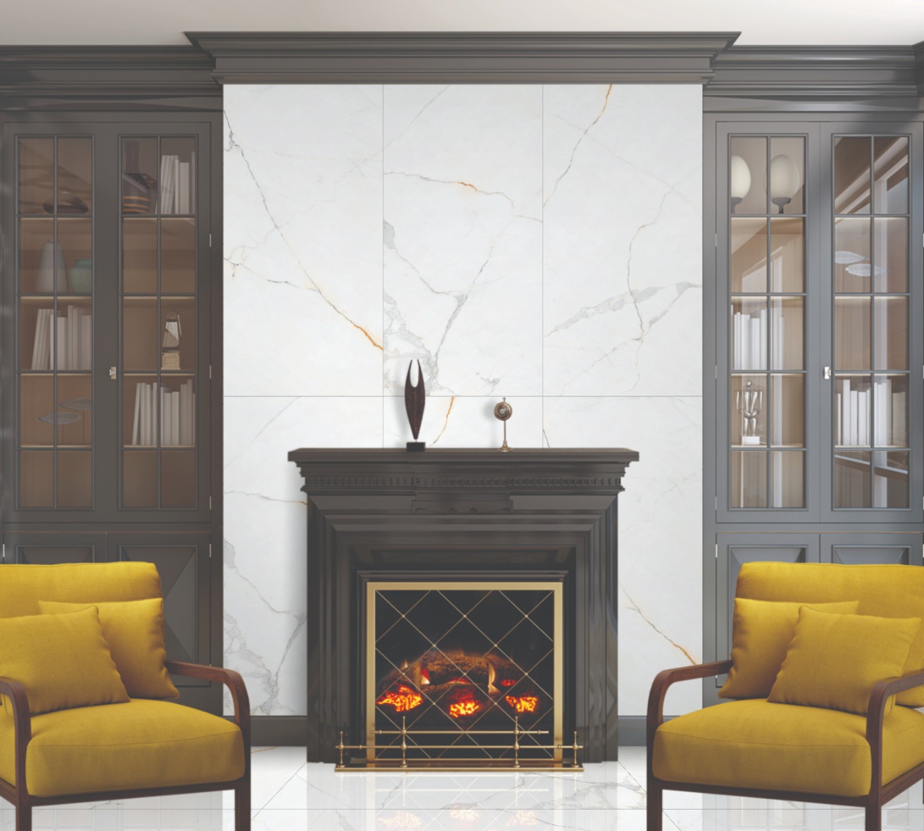 Glossy Finish PGVT Calacatta Natura Vitrified tile 600x1200 mm