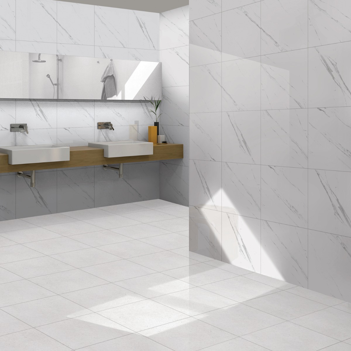 Glossy Finish PGVT Carrara Bianco Marble Vitrified tile 600x600 mm
