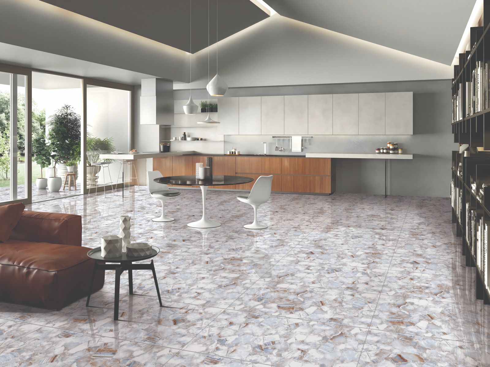 Glossy Finish DR PGVT Crystal White Marble Glazed Vitrified Tiles 600x1200 mm
