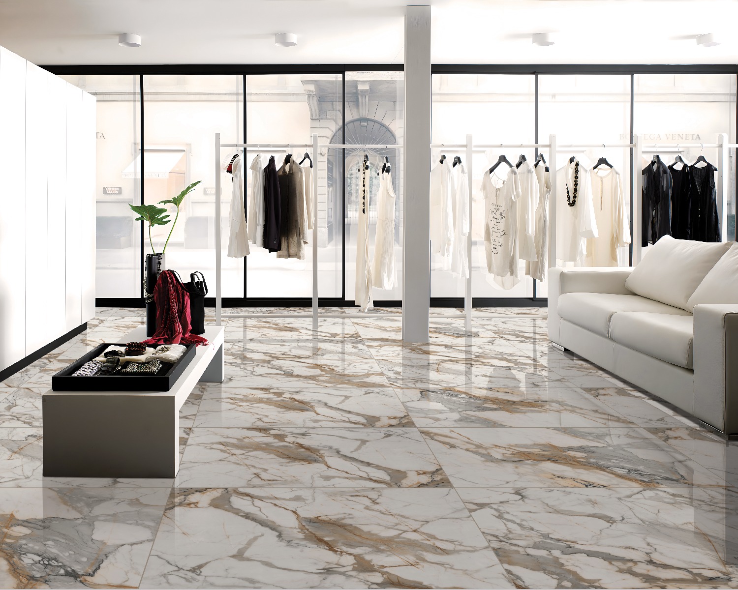 Glossy Finish PGVT Dramatic Calacatta Marble Glazed Vitrified Tiles 600x1200 mm