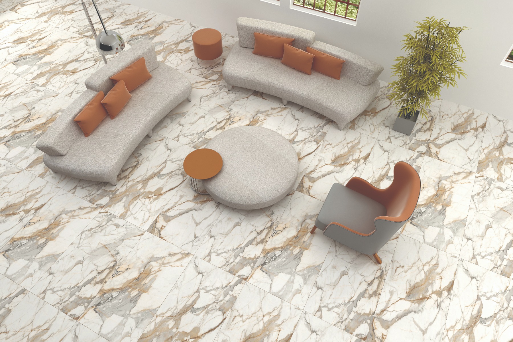 Glossy Finish DR PGVT Dramatic Calacatta Marble Glazed Vitrified Tiles 600x1200 mm