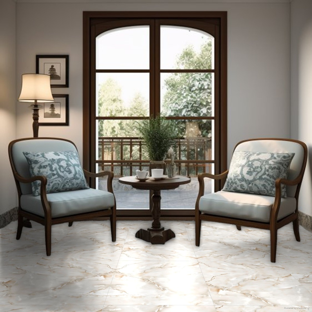 Glossy Finish PGVT Groove Creama Vitrified tile 600x600 mm