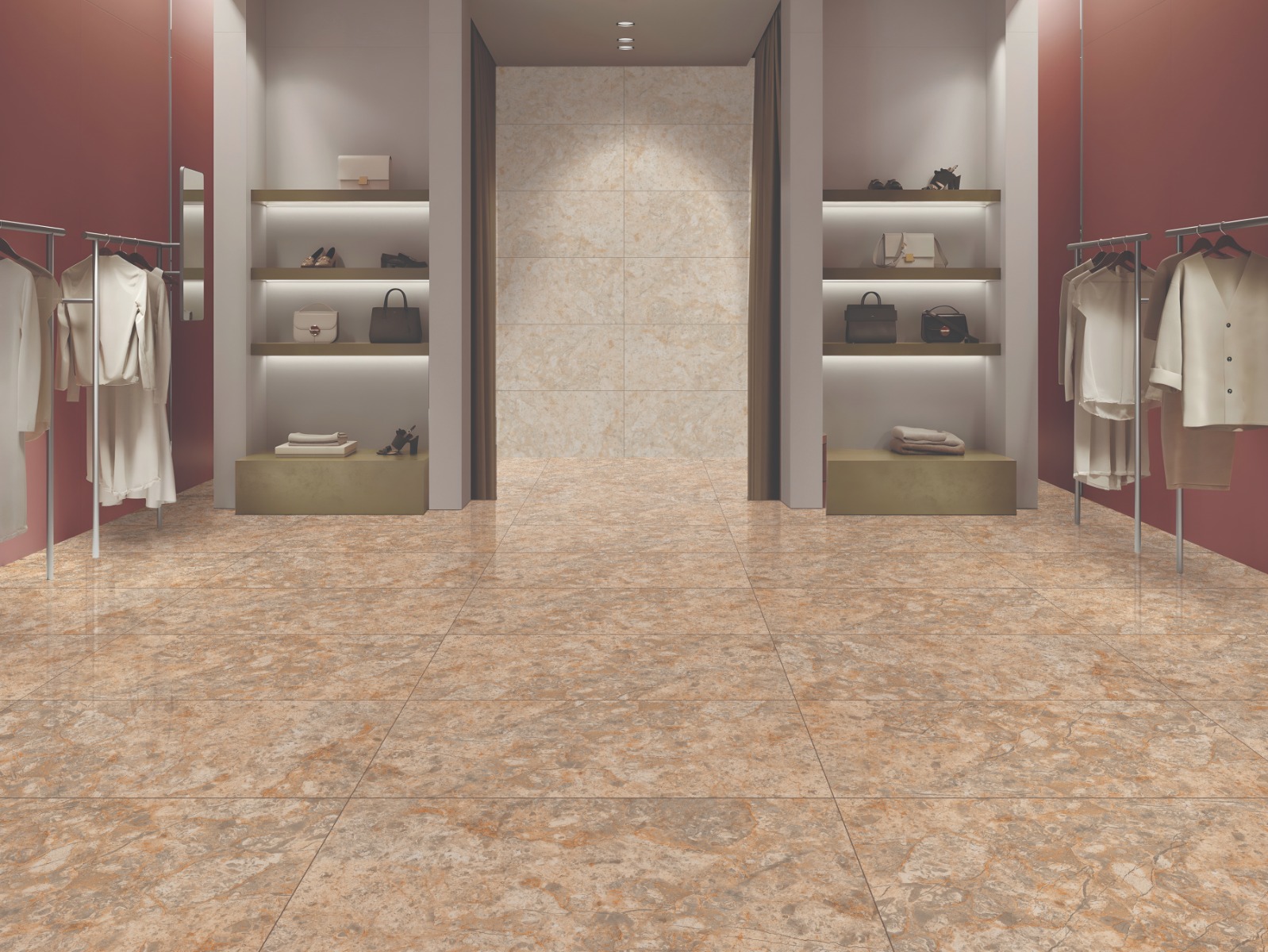 Glossy Finish DR PGVT Midtown Beige DK Glazed Vitrified Tiles 600x1200 mm