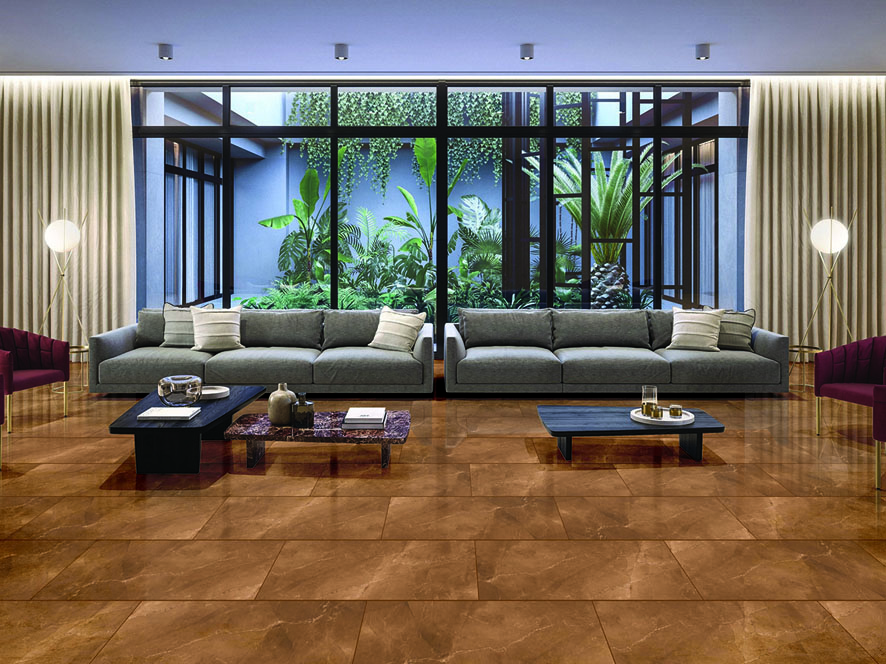 Glossy Finish PGVT Monaco Brown Vitrified tile 600x1200 mm