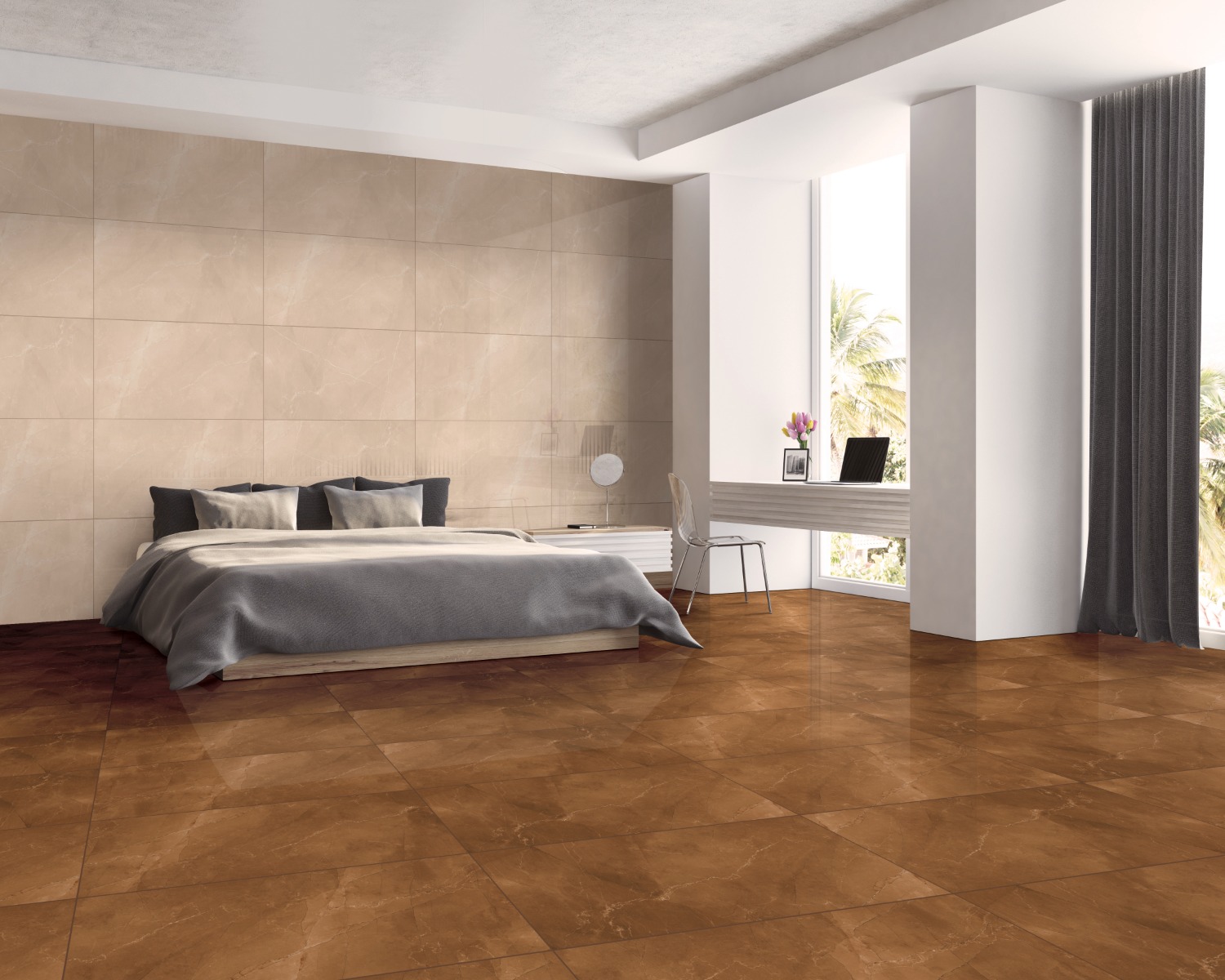 Glossy Finish PGVT Monaco Brown Vitrified tile 600x1200 mm
