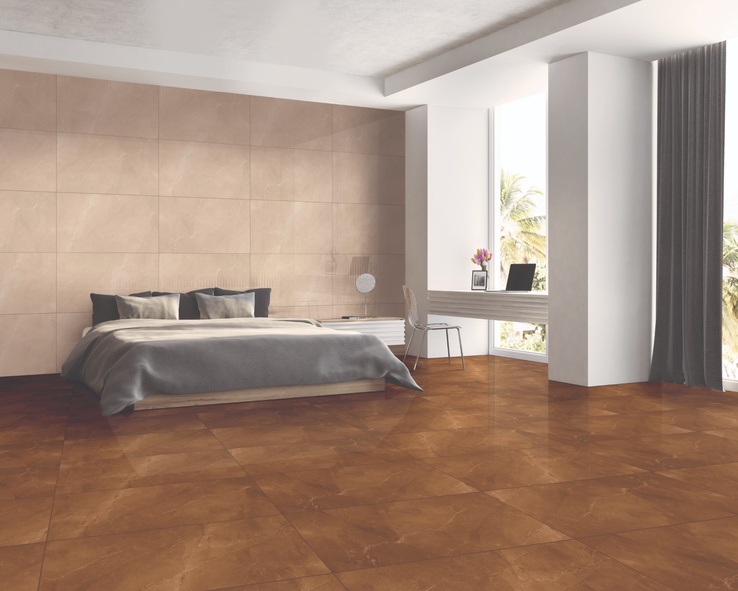 Glossy Finish DR PGVT Monaco Creama Glazed Vitrified Tiles 600x1200 mm