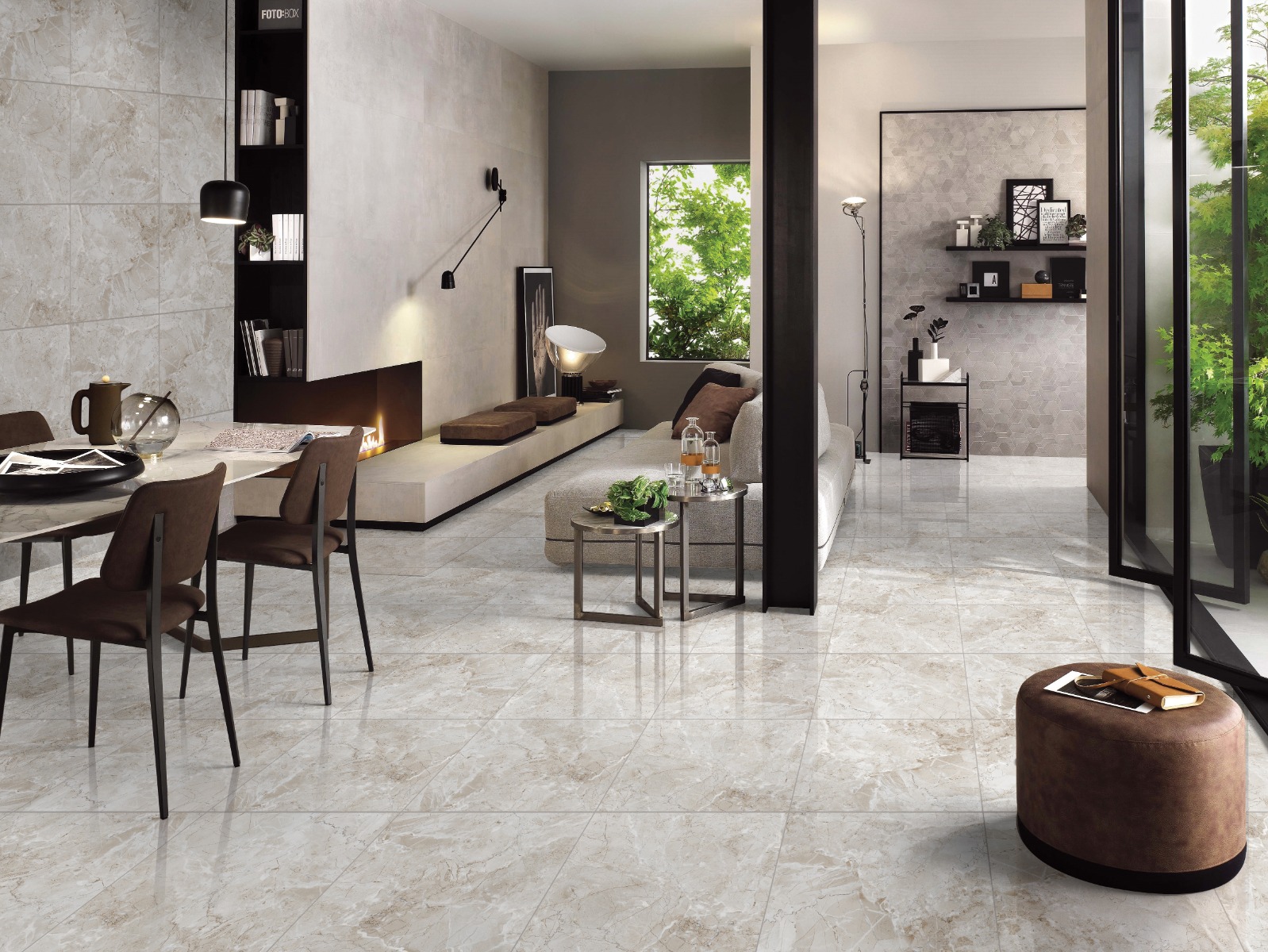 Glossy Finish PGVT Porino Grey Vitrified tile 600x600 mm