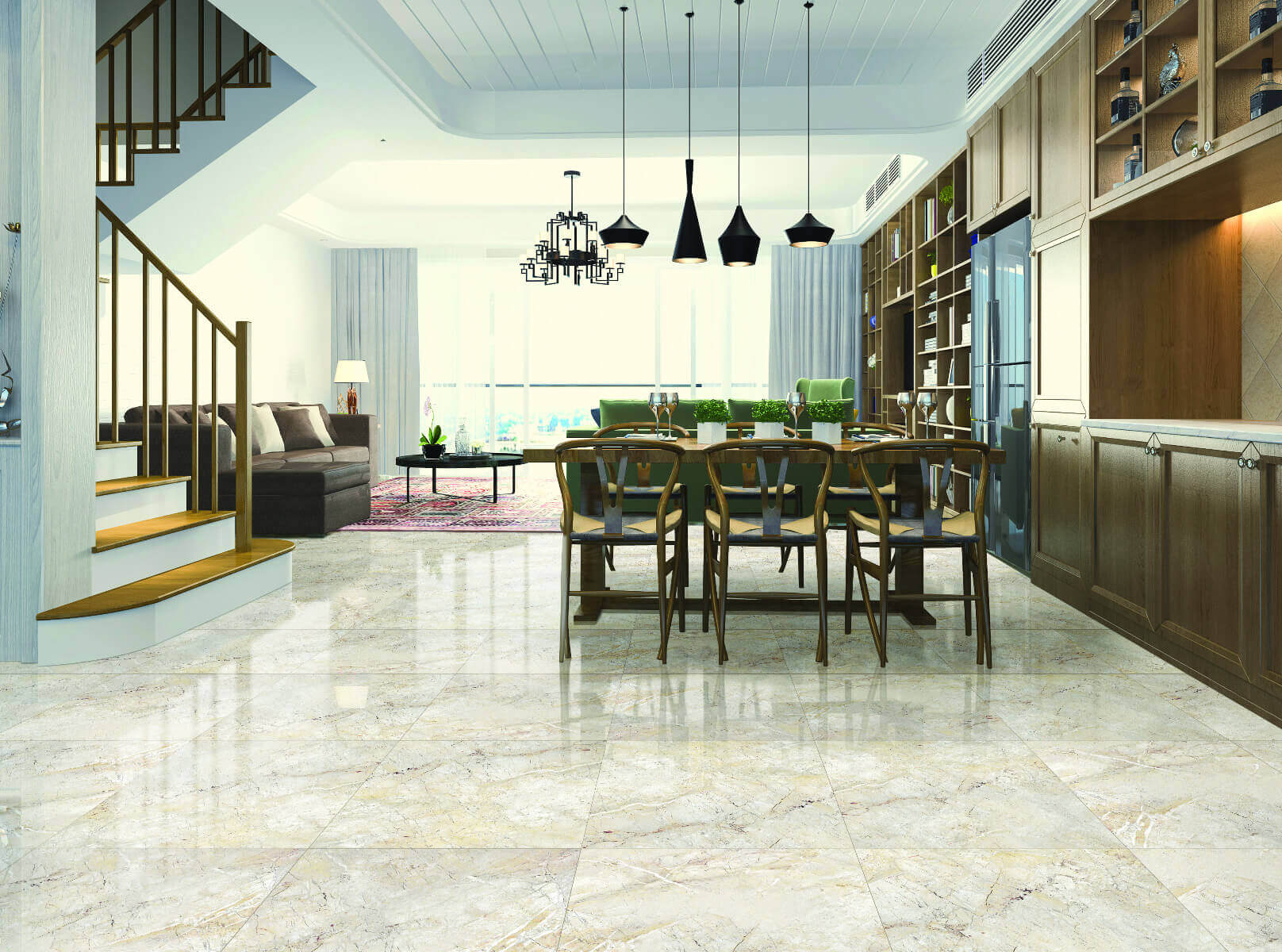 Glossy Finish PGVT Porino Ivory Vitrified tile 600x600 mm