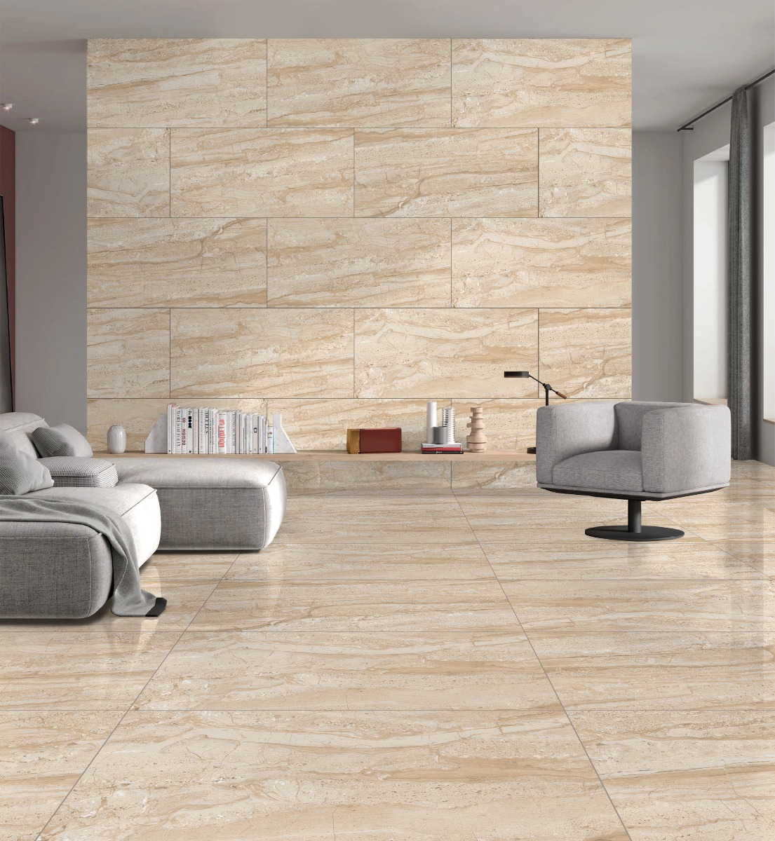 Glossy Finish PGVT Royal Dyna Beige  Vitrified tile 600x1200 mm