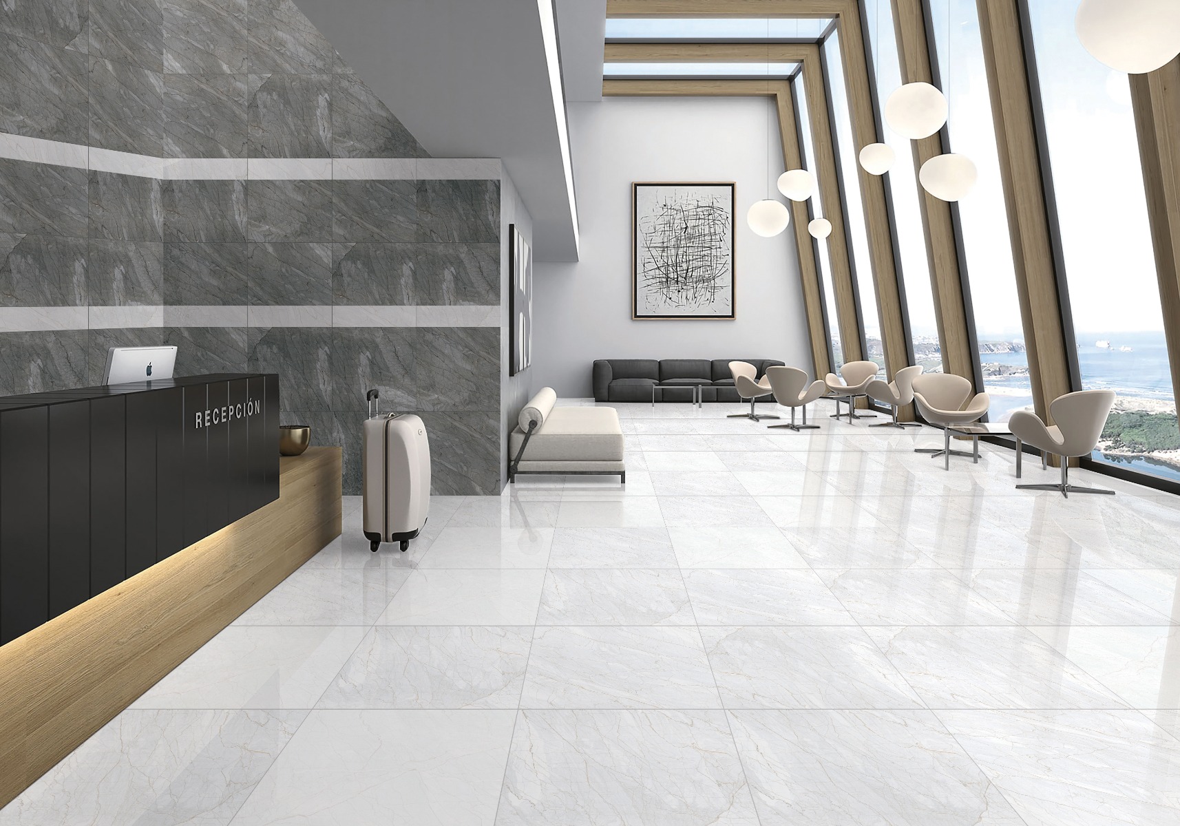 Glossy Finish PGVT Spider Marble Grey DK Glazed Vitrified Tiles 600x600 mm