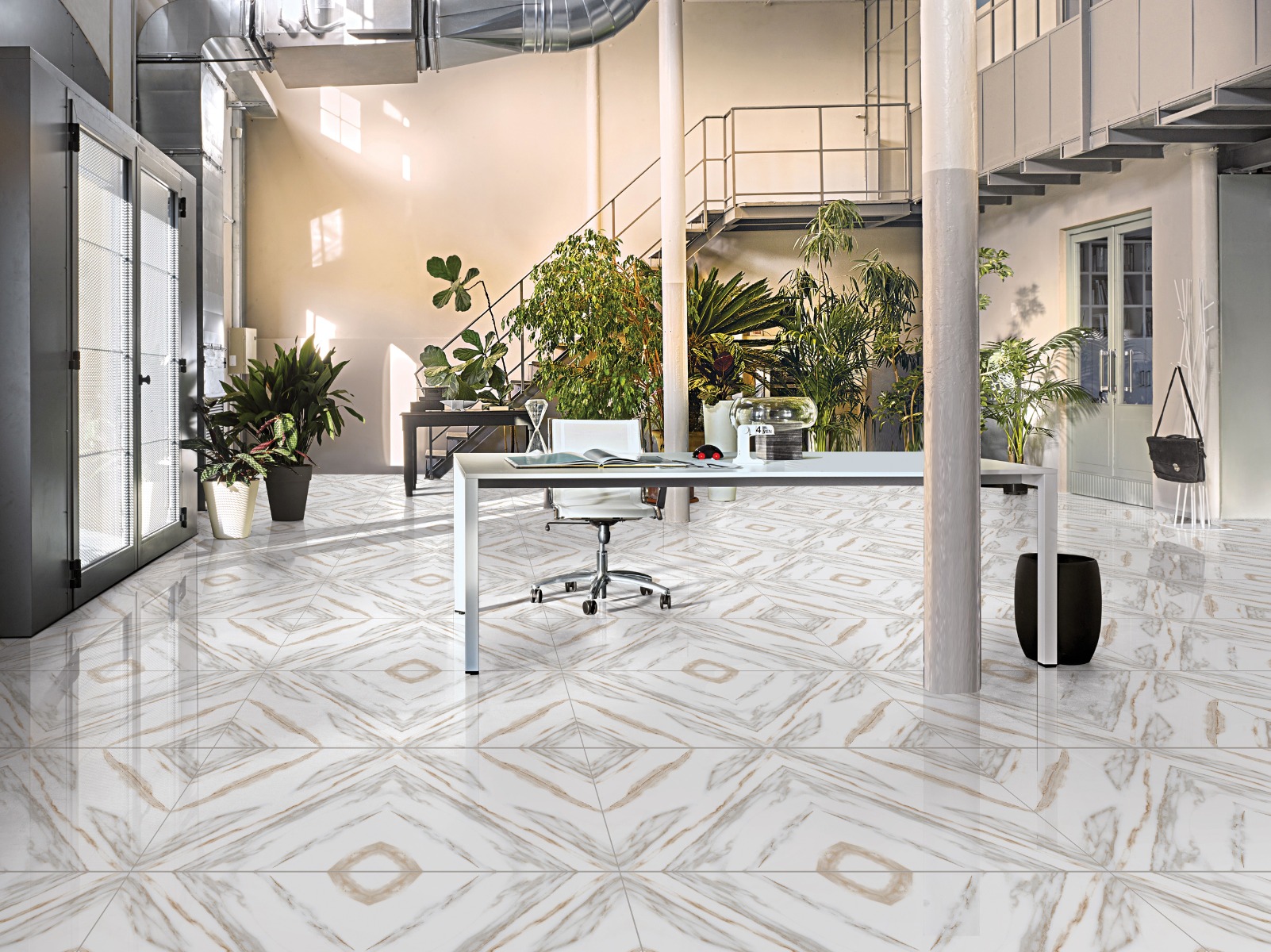 Glossy Finish PGVT Triangle Makrana Bianco BM  Vitrified tile 600x1200 mm