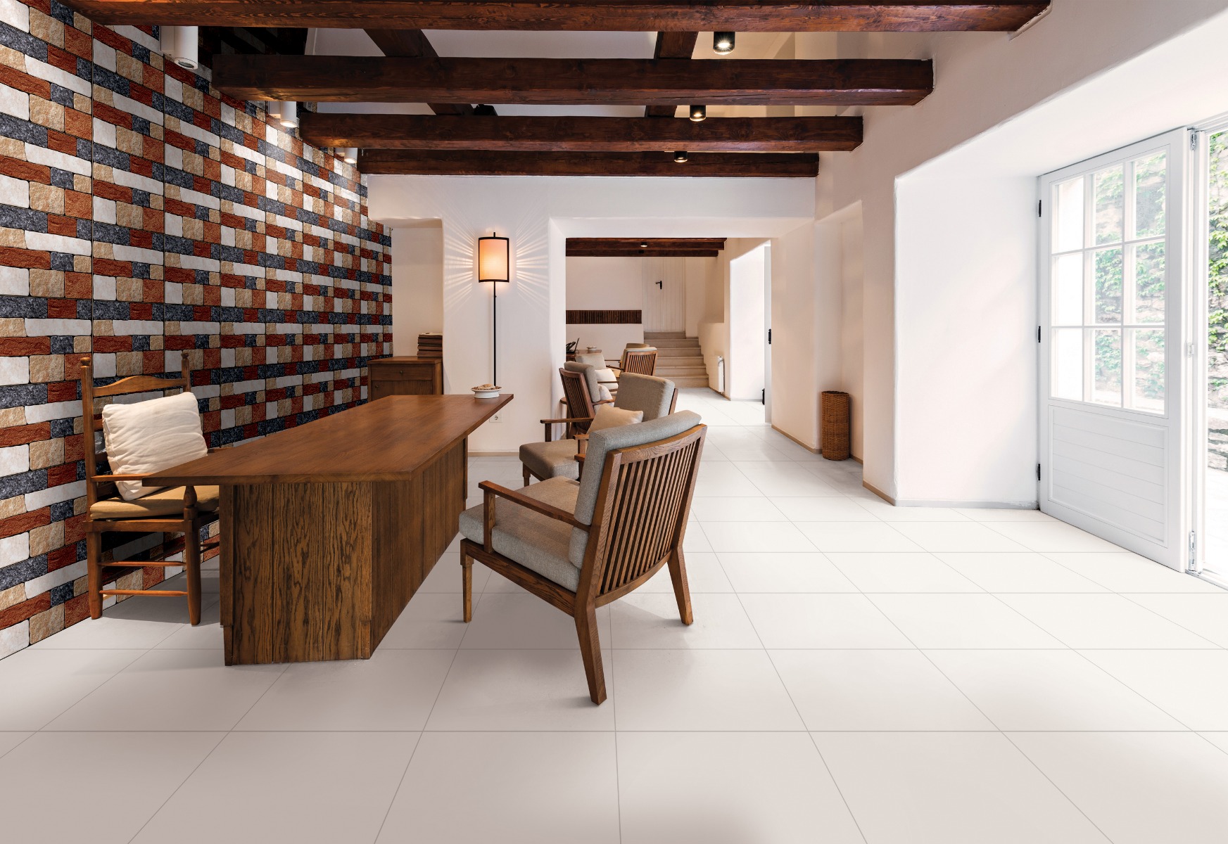 Matte Finish Plain Ivory Ceramic tile 600x600 mm