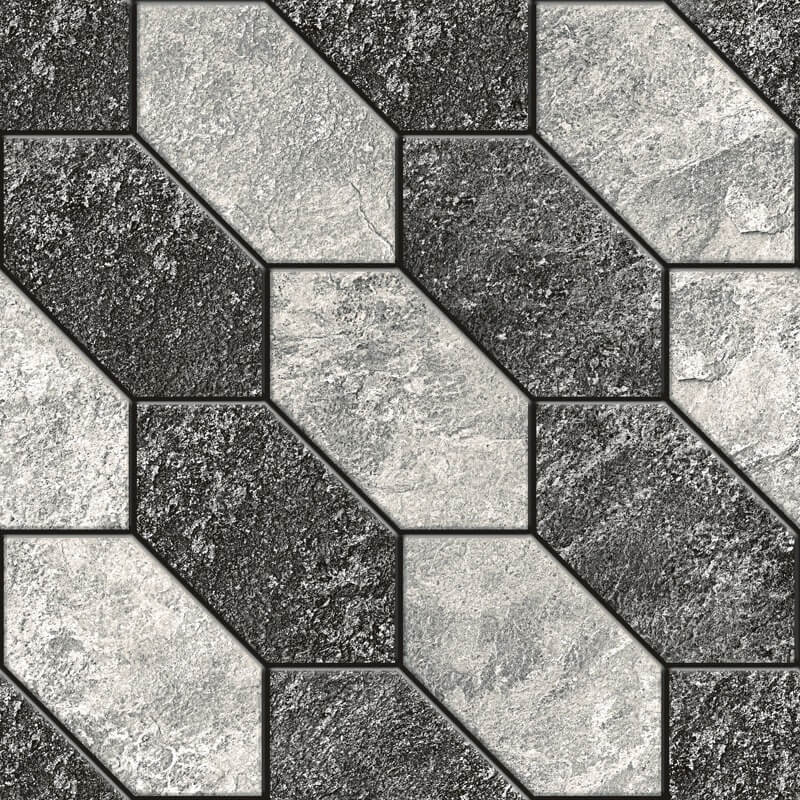 Matte Finish Ribbed Gris Pavers tile 300x300 mm