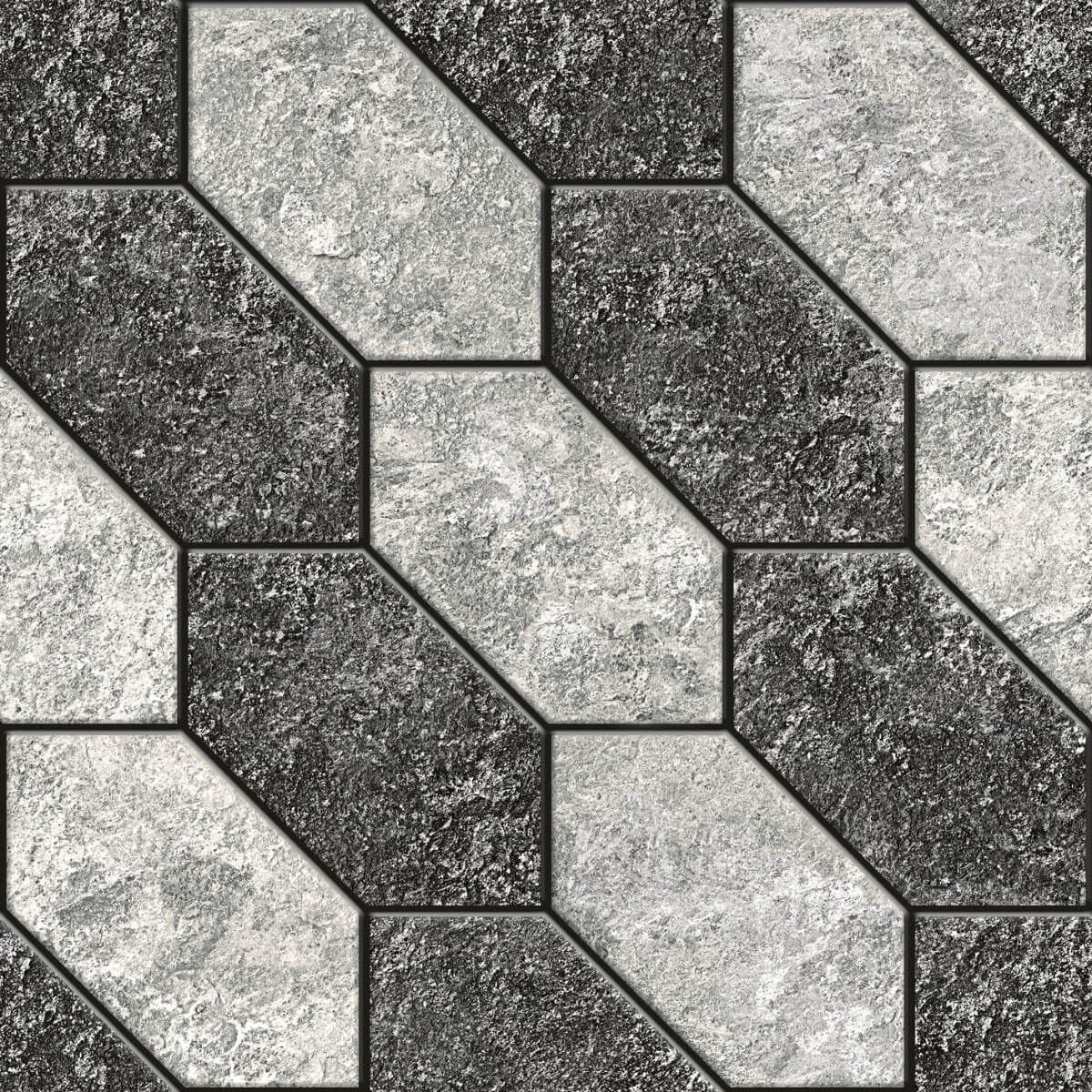 Matte Finish Ribbed Gris Pavers tile 300x300 mm