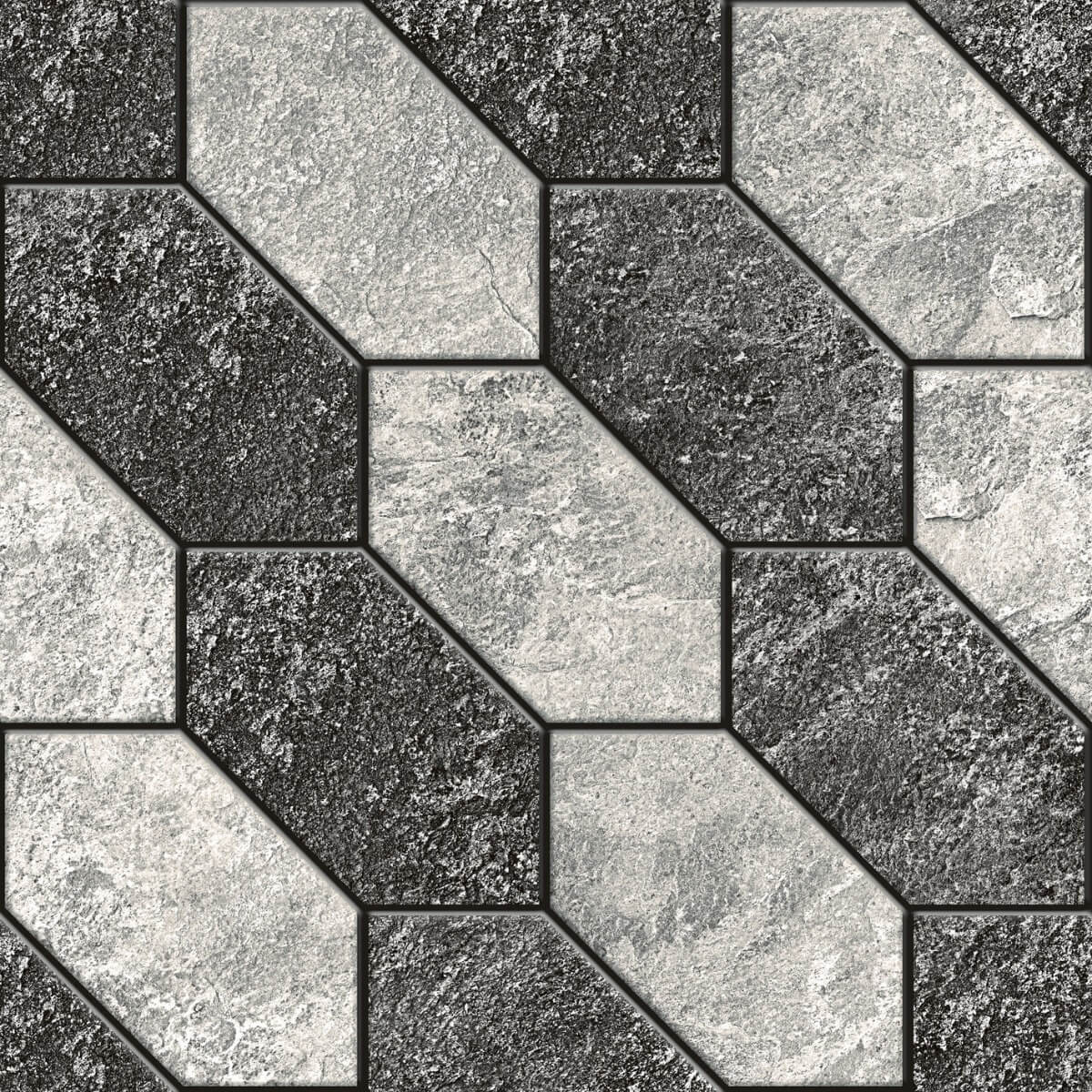 Matte Finish Ribbed Gris Pavers tile 300x300 mm
