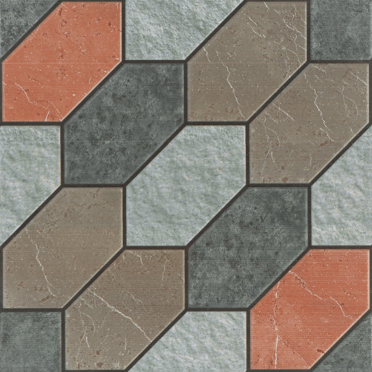 Matte Finish Ribbed Multi Pavers tile 300x300 mm