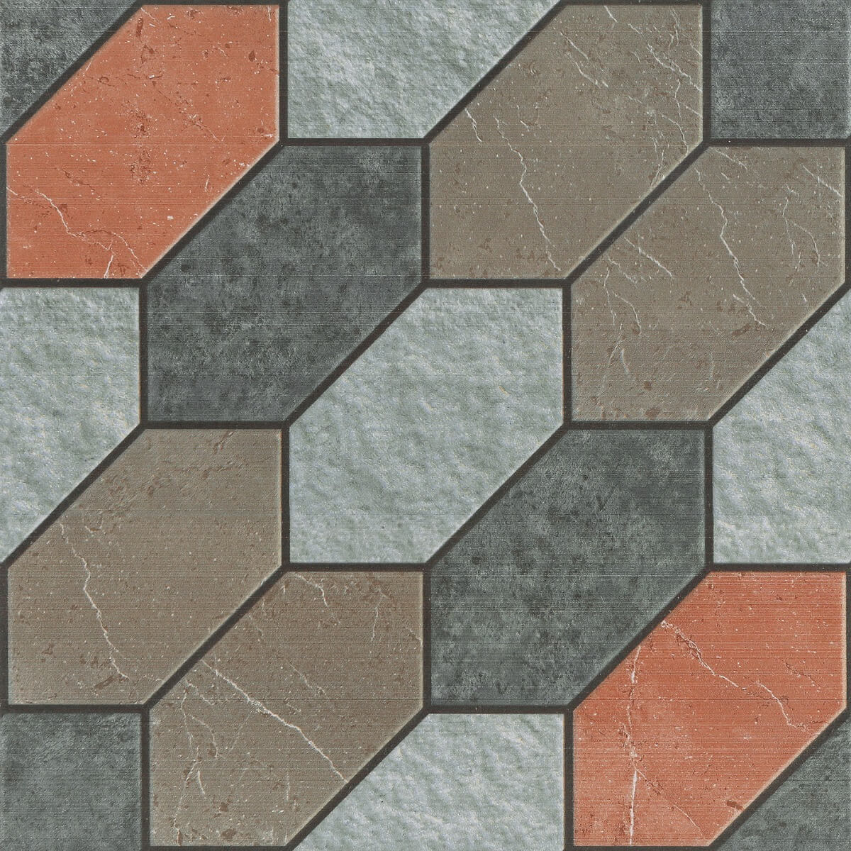 Matte Finish Ribbed Multi Pavers tile 300x300 mm