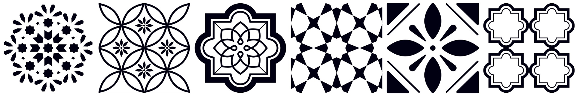 Matte Finish Riser Moroccan Art Black White Glazed Vitrified Tiles 200x1200 mm