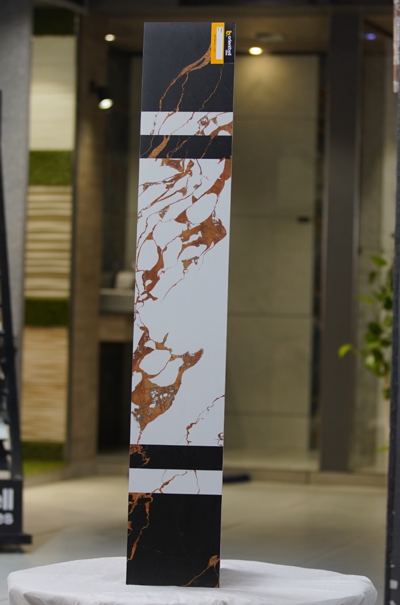 Matte Finish Riser Plain Portoro Dual Glazed Vitrified Tiles 200x1200 mm