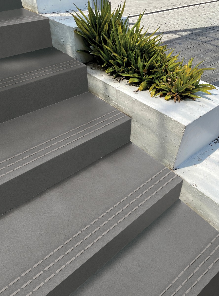 Matte Finish Step Capsule Sand Grey DK Glazed Vitrified Tiles 300x1200 mm