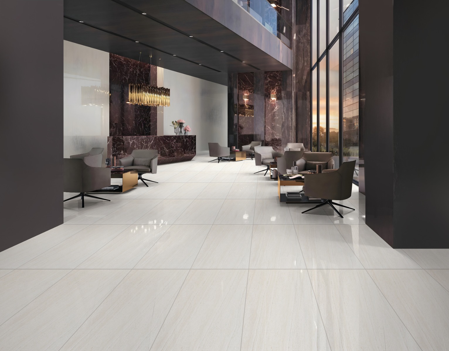 Glossy Finish River White Vitrified tile 600x1200 mm