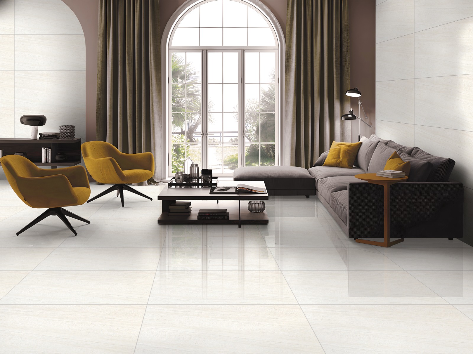 Glossy Finish River White Vitrified tile 600x1200 mm