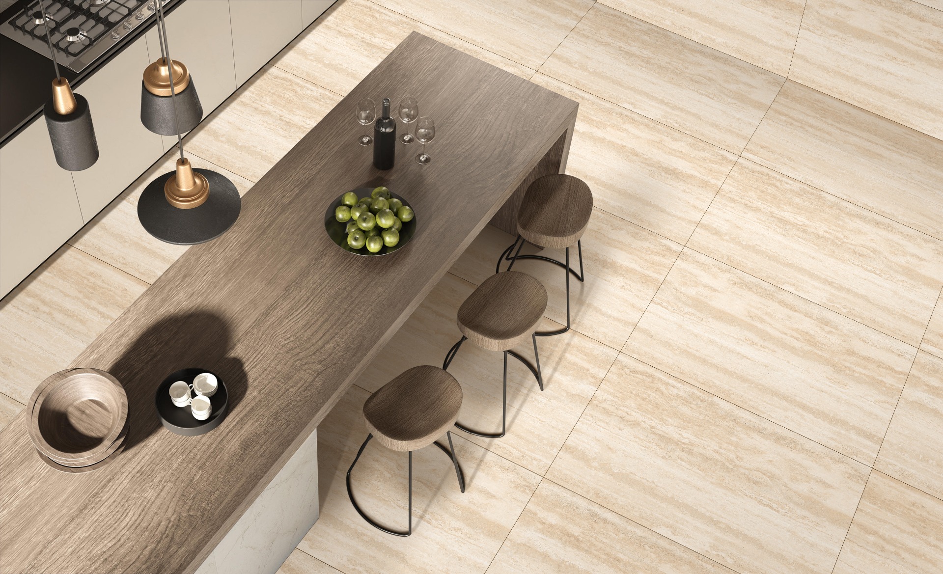 Matte Finish Rocker Travertino Gold Vitrified tile 600x1200 mm