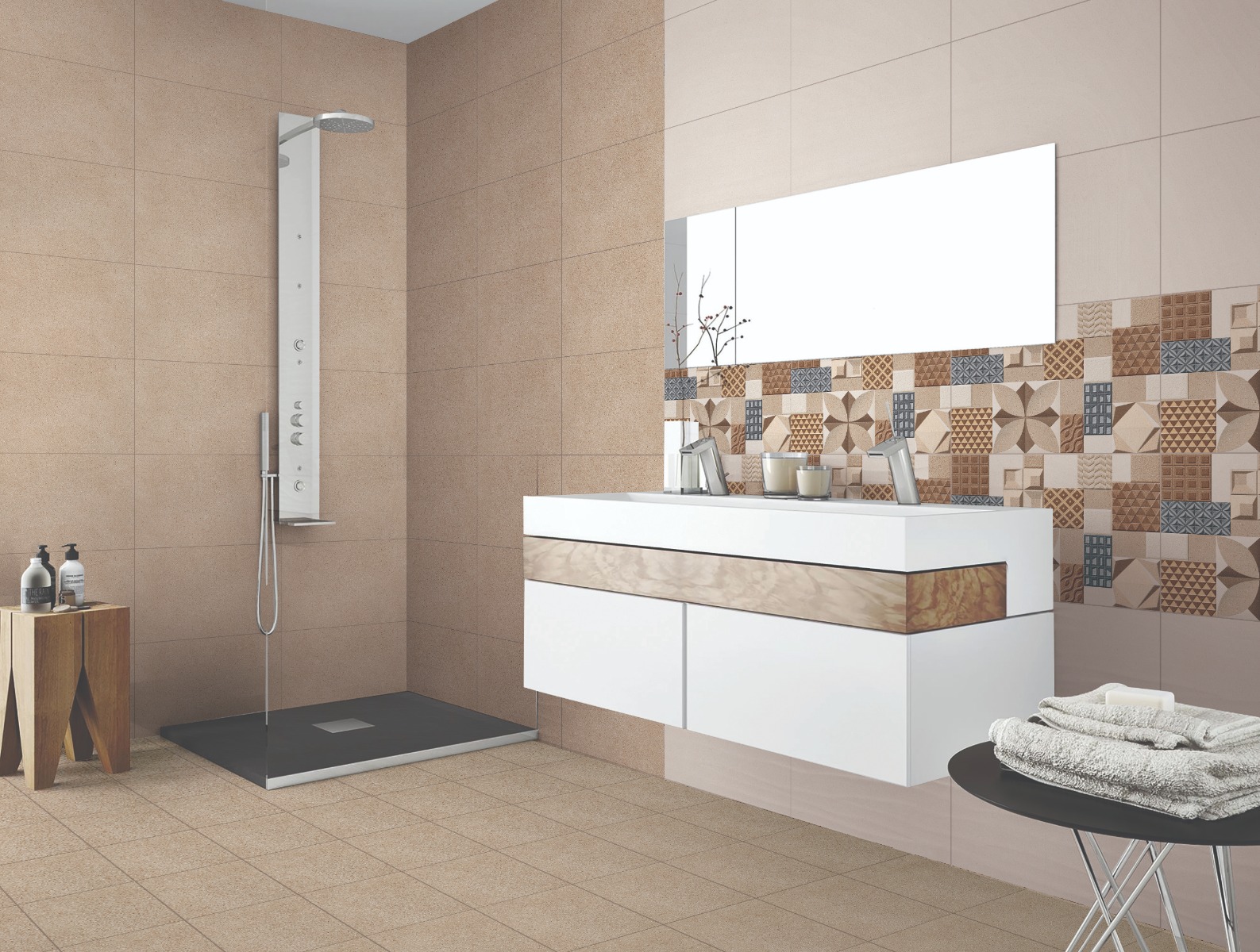 Glossy Finish SDG Moroccan Beige DK Ceramic tile 300x450 mm