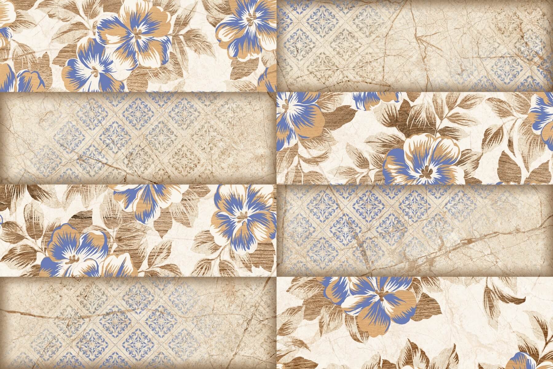Glossy Finish SDH Hibiscus Flora HL Ceramic tile 300x450 mm