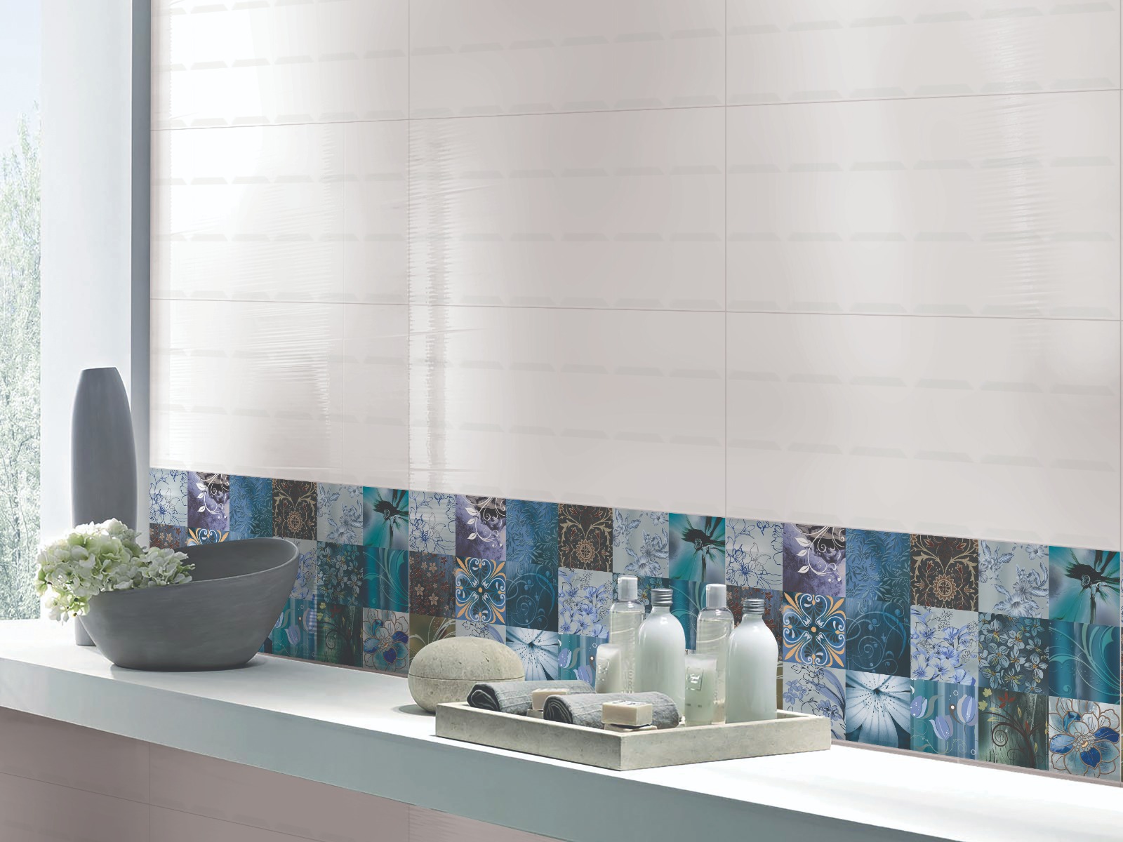 Glossy Finish SDH Marrakesh Multi HL Ceramic tile 300x600 mm