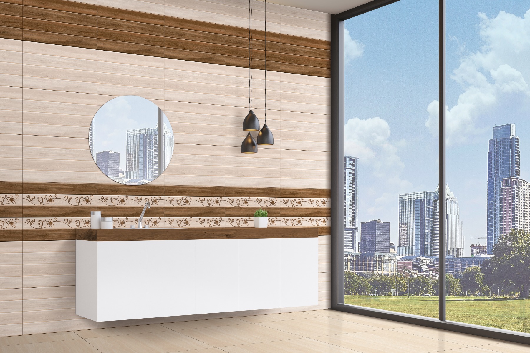Glossy Finish SDG Zonte Brown DK Ceramic tile 300x450 mm