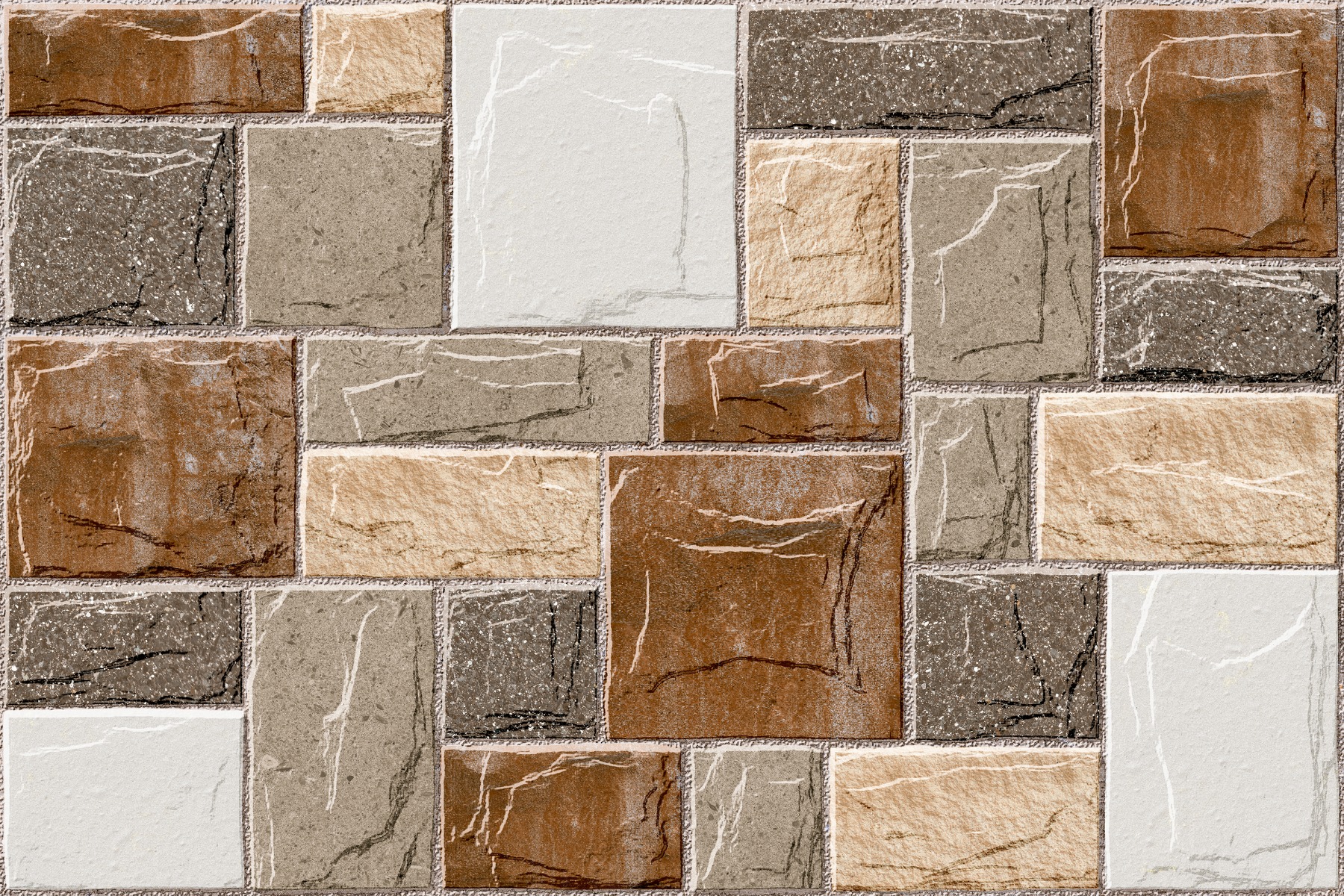 Matte Finish SEM Stacked Hewn Brown Multi Ceramic tile 300x450 mm